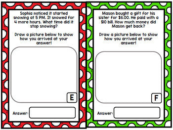 Christmas Math Word Problems - Addition - Subtraction - Special Education