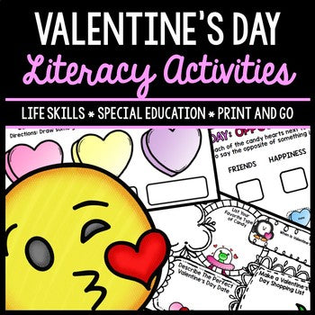 Valentine's Day - Literacy - Special Education - Reading - Writing - No Prep