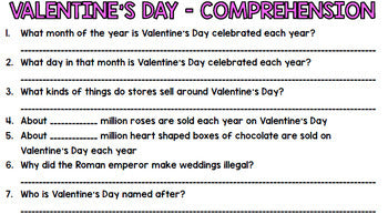 Valentine's Day - Literacy - Special Education - Reading - Writing - No Prep