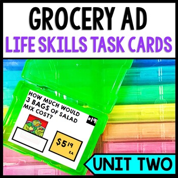 Grocery Shopping - Life Skills - Special Education - Task Cards  - Math