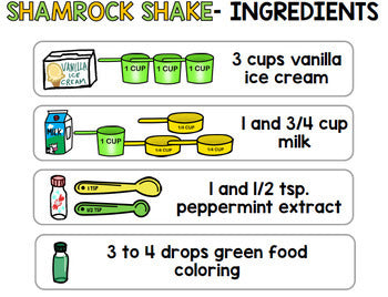 Visual Recipe - Life Skills - St. Patricks Day - Shamrock Shake - March - Autism