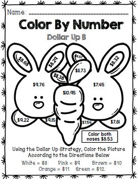 Easter - Special Education - Color By Number - Dollar Up - Math - Money