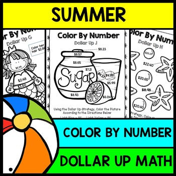 Summer - Special Education - Color By Number - Dollar Up - Math - Money