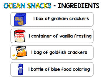 Visual Recipe - Life Skills - Summer - Ocean Snacks - June - Autism