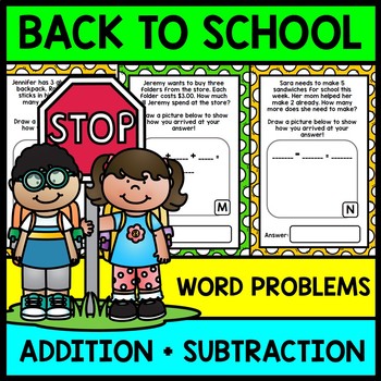 Back To School Math Word Problems - Addition - Subtraction - Special Education