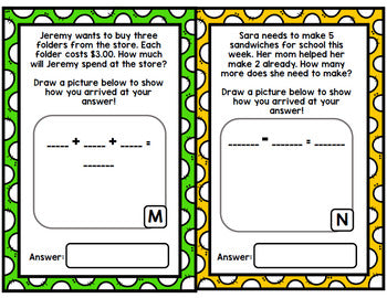 Back To School Math Word Problems - Addition - Subtraction - Special Education