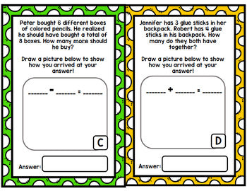 Back To School Math Word Problems - Addition - Subtraction - Special Education