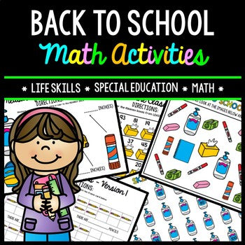 Back to School Math - Special Education - Life Skills - Print and Go Worksheets