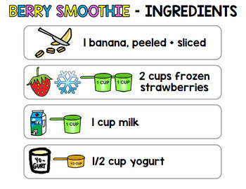 Visual Recipe - Life Skills - Summer - Smoothie - July - Autism - Special Ed