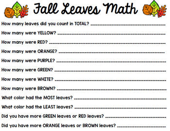 Fall Math - Special Education - Life Skills - Autumn Print and Go Worksheets