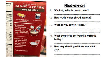 Life Skills - Reading - Cooking - Food Prep Directions - Special Ed - Unit Three