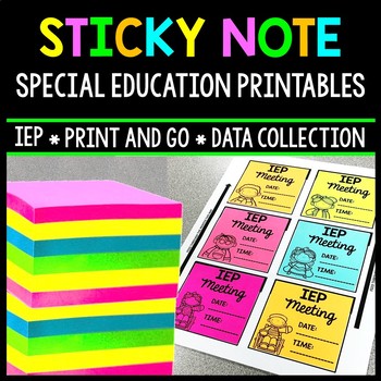 IEP Data - Special Education - Sticky Note Printables - Data Sheets ...