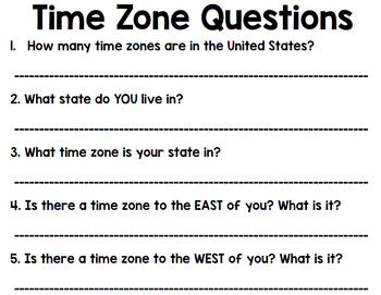 Time Zones - Life Skills - Special Education - Reading - Math - Geography