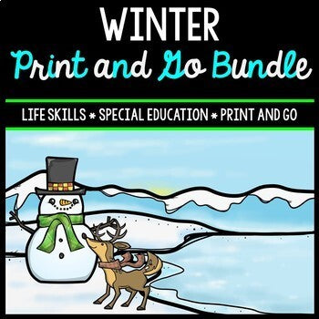 Winter Bundle - Special Education - Life Skills - Print & Go - Math - ELA