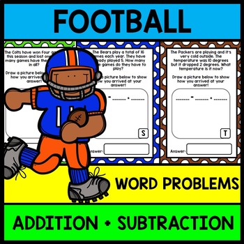 Football Math Word Problems - Addition - Subtraction - Special Education