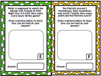 Football Math Word Problems - Addition - Subtraction - Special Education