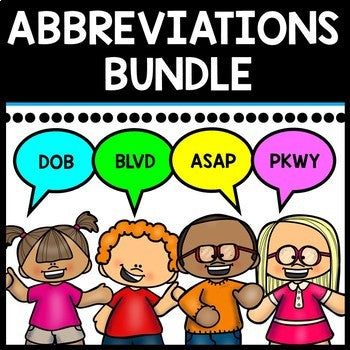 Abbreviations Bundle - Task Cards - Special Education - Writing - Reading