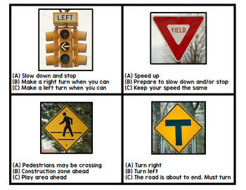 Life Skills - Road Signs - Driving - Permit Practice - Reading - Task Cards