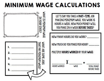 Life Skills - Minimum Wage - Gross and Net Pay - Jobs - Real World Math - Money