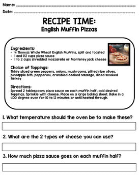 Life Skills - Recipe Comprehension - Cooking - Special Education - GOOGLE Unit 1