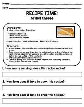 Life Skills - Recipe Comprehension - Cooking - Special Education - GOOGLE Unit 1