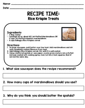 Life Skills - Recipe Comprehension - Cooking - Special Education - GOOGLE Unit 1