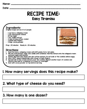 Life Skills - Recipe Comprehension - Cooking - Special Education - Google Unit 4