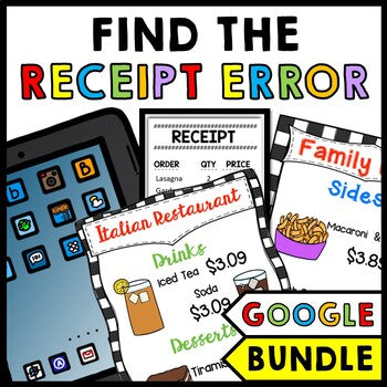 Life Skills - Receipts Bundle - Special Education - Catch The Mistake - GOOGLE