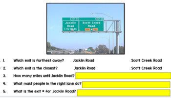 Life Skills - Freeway Signs - Road Signs - Driving - Math - Cars - GOOGLE