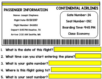 Airport - Travel - Life Skills - Special Education - Boarding Passes - GOOGLE