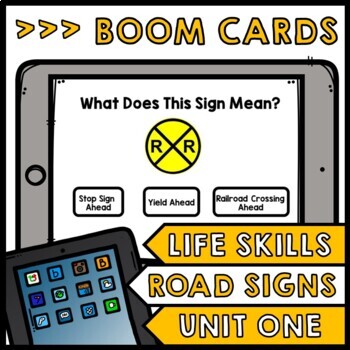 Life Skills - BOOM CARDS - Reading - Road Signs - Driving Permit Practice - Cars