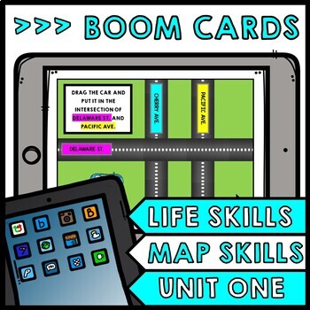 Life Skills - BOOM CARDS - Map Skills - Special Education - Road Intersections