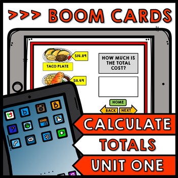 Life Skills - BOOM CARDS - Calculate the Total Cost - Math - Money - Menu Unit 1