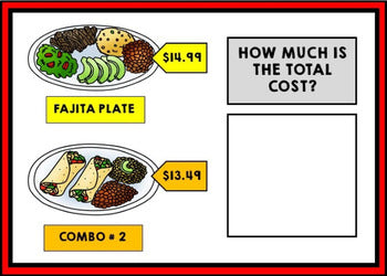 Life Skills - Calculate the Total Cost - GOOGLE - Math - Money - Menu - Unit One