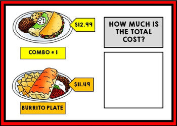 Life Skills - Calculate the Total Cost - GOOGLE - Math - Money - Menu - Unit One