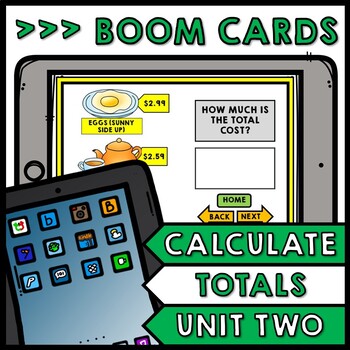 Life Skills - BOOM CARDS - Calculate the Total Cost - Math - Money - Menu Unit 2