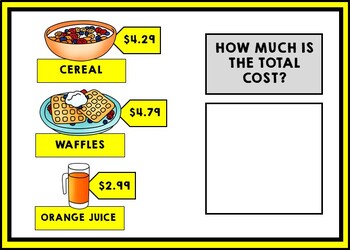 Life Skills - Calculate the Total Cost - GOOGLE - Math - Money - Menu - Unit Two