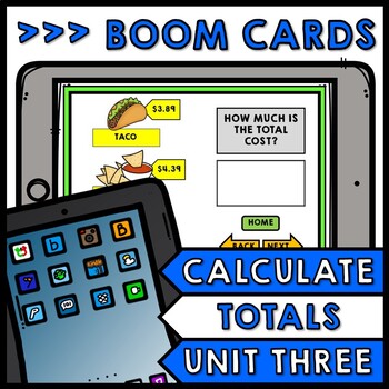 Life Skills - BOOM CARDS - Calculate the Total Cost - Math - Money - Menu Unit 3