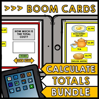 Life Skills - BOOM CARDS - Calculate the Total Cost - Math - Money - Menu BUNDLE