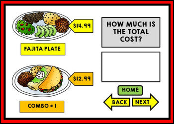 Life Skills - BOOM CARDS - Calculate the Total Cost - Math - Money - Menu BUNDLE