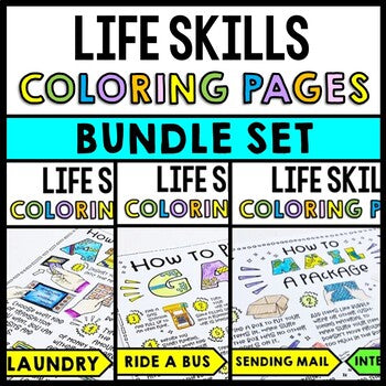 Life Skills - Special Education - "How To" Coloring Pages - Print & Go Bundle