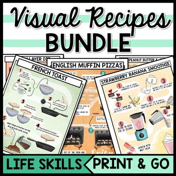 Life Skills Visual Recipes - Reading - Special Education Cooking - Autism Bundle