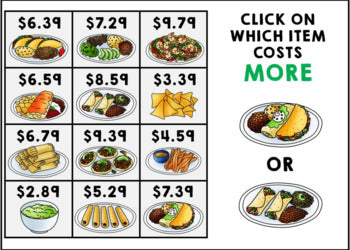 Life Skills - Menu Math - Money - Budget - Dollar Up - BOOM CARDS - Unit 1