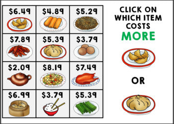 Life Skills - Menu Math - Money - Budget - Dollar Up - BOOM CARDS - Unit 6