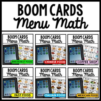 Life Skills - Menu Math - Money - Budget - Dollar Up - BOOM CARDS - BUNDLE