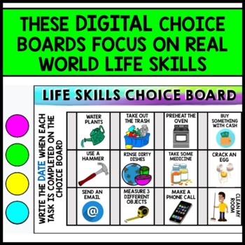 Life Skills - DIGITAL Choice Boards - Homework - GOOGLE - Independent Living