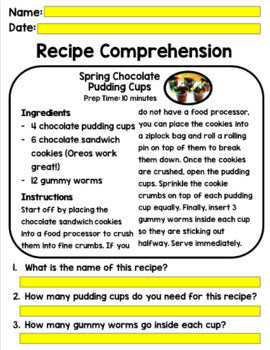 Spring - Recipes - GOOGLE - Special Education - Life Skills - Cooking - Reading