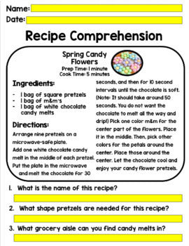 Spring - Recipes - GOOGLE - Special Education - Life Skills - Cooking - Reading