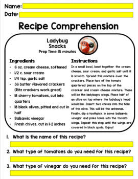 Spring - Recipes - GOOGLE - Special Education - Life Skills - Cooking - Reading