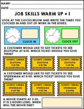 Life Skills - Job Skills - Warm Ups - Vocational Skills - Movie Theater - CBI